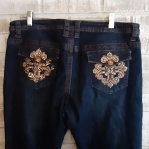 V Christina Jeans sz 16 Bedazzled Dark Wash